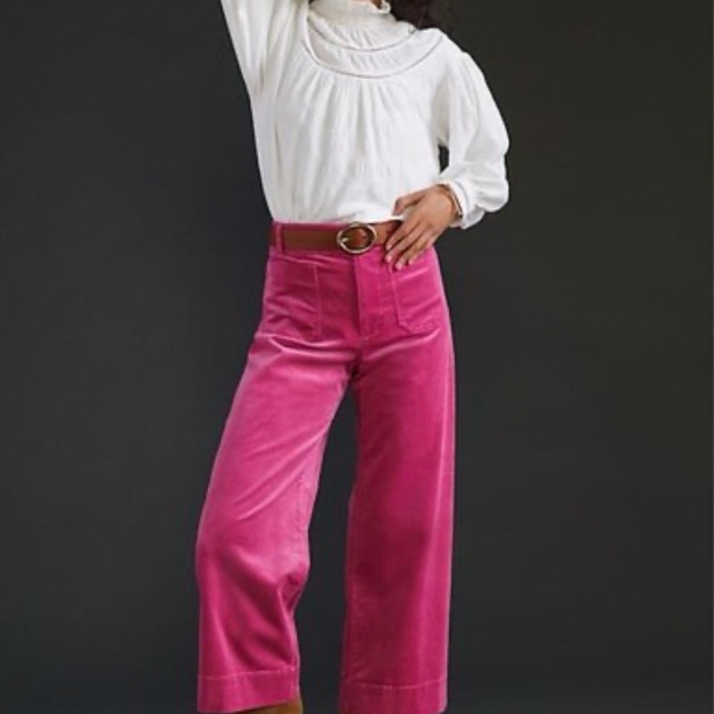 Maeve Fuchsia corduroy Wide Leg Pants